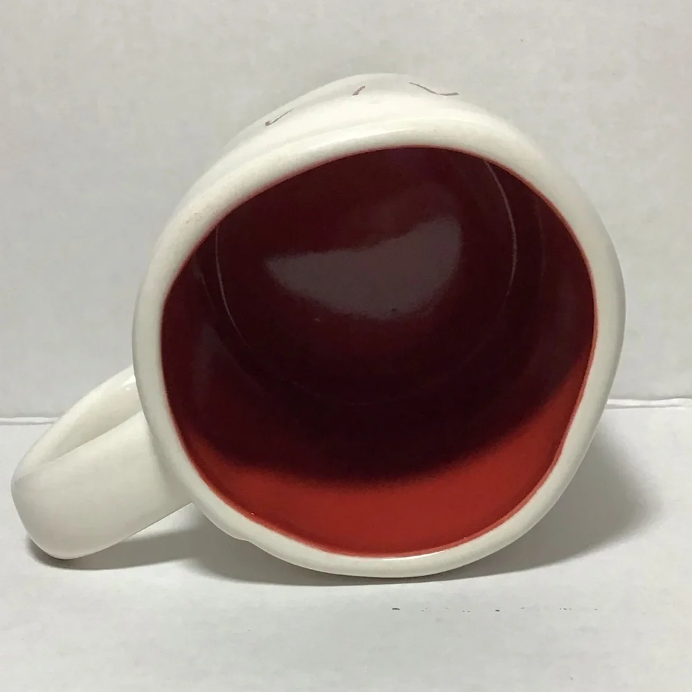 Rae Dunn FA LA LA! Large Red Letter Red Inside Mug